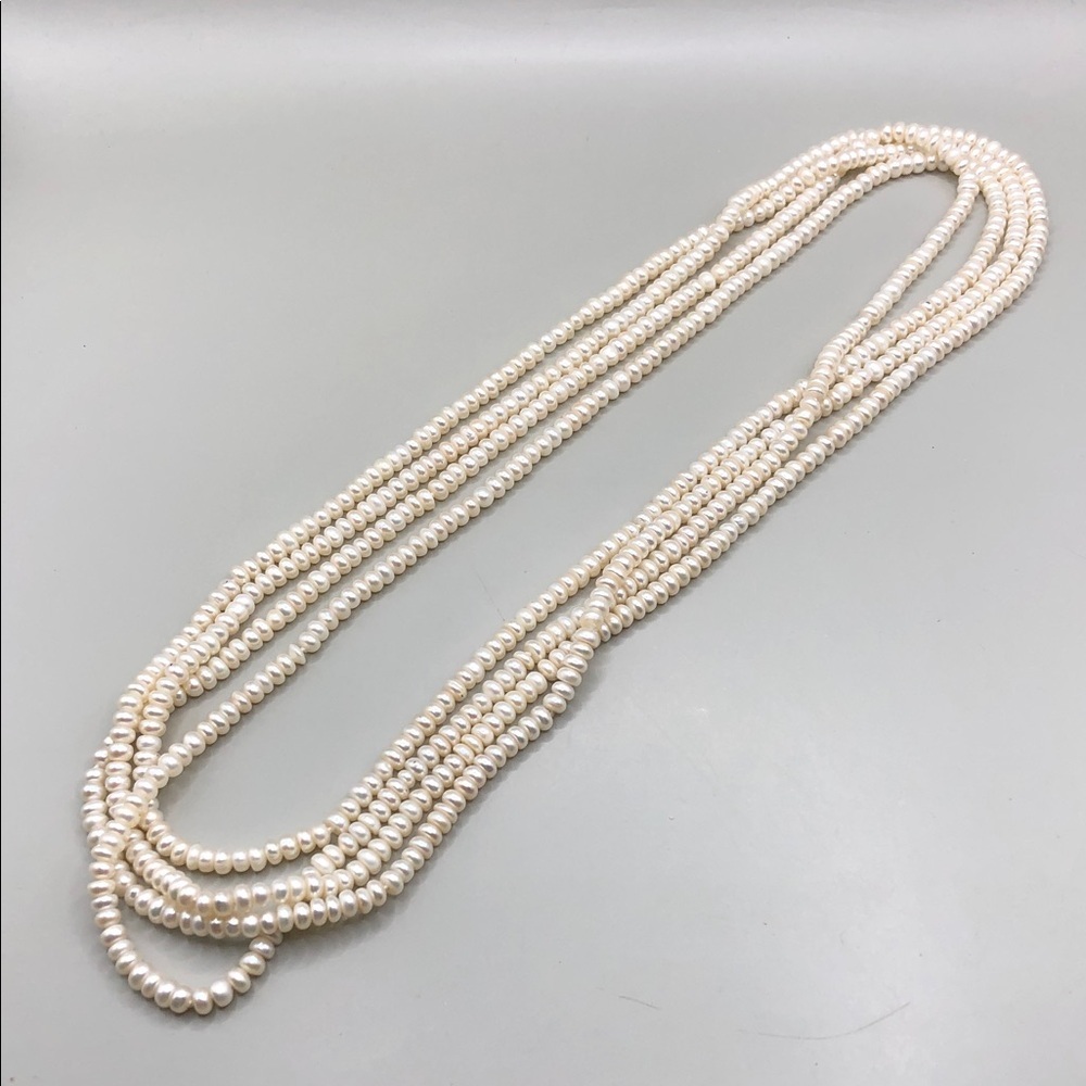 Genuine cultured freshwater button pearls necklace extra long 102 inch necklace - Picture 4 of 6